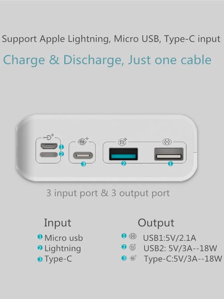 30000 mAh Large Capacity Mobile Power Bank Suitable for Huawei iPhone Fast Charging Universal Power Bank