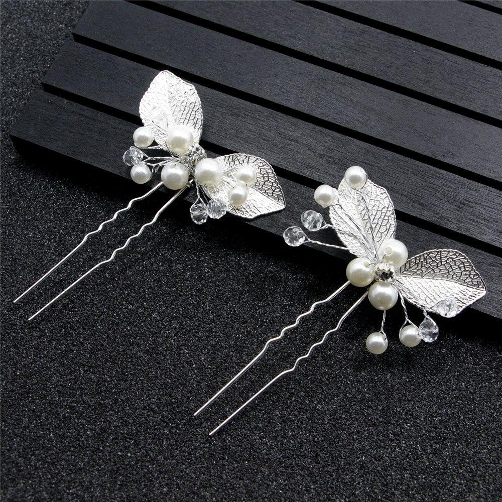 Party Hair Ornament Crystal Hairpins Hair Jewelry Bridal Hair Accessories Pearl Leaf Hair Clips