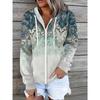Winter Printed Hooded Sweatshirt Sportwear Coat for Women Zipper Down 3D Pocket Hoodies Autumn Women's Clothing