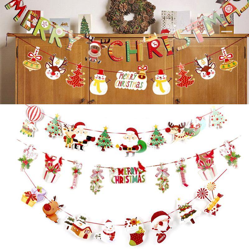 Праздничный рождественский дух, флаг-гирлянда, украшение, Санта-Клаус, украшение для вечеринки