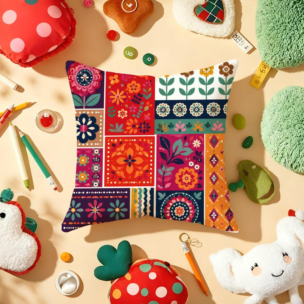 Retro Ethnic Style Cushion Cover Soft Short Plush DoubleSided Printing Home Decor Machine Washable Pillow Case Gift