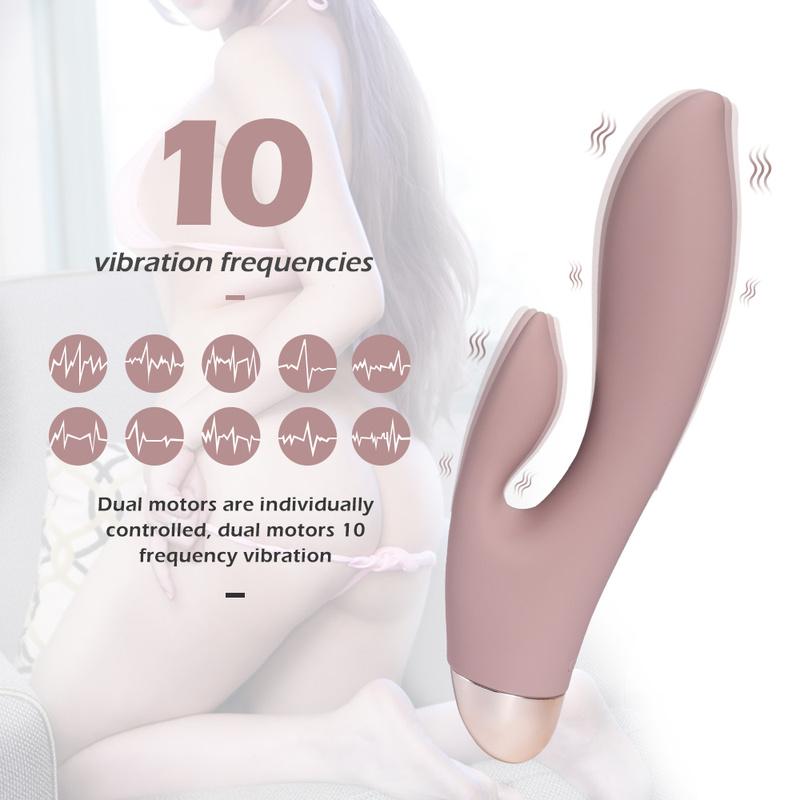 Вибратор-кролик G Spot для женщин, вибратор-дилдо 2 в 1 с узорами для стимуляции клитора и влагалища, секс-игрушки для взрослых
