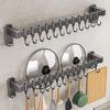 Gun Gray Kitchen Rail Hook Punch-Free Multi-Functional Organizer: Spoon, Spatula, Knife Holder with Hanging Hooks