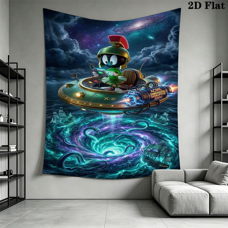 Marvin Martian 2D Flat Adventure Tapestry Background Cloth Fashion Print Wall Covering Decoration Home Decor Background Wall Hanging Cloth