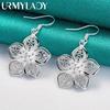 URMYLADY стерлингового серебра 925 пробы серьги с цветком для женщин очаровательные свадебные вечерние модные украшения
