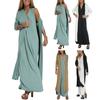 Женские повседневные свободные платья Элегантное офисное женское длинное платье Модное летнее платье без рукавов с осенним кардиганом с длинными рукавами