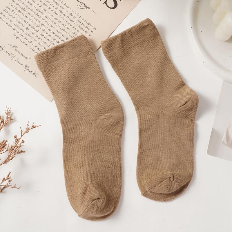 Универсальные однотонные носки средней длины, японские повседневные дышащие ворсовые носки, удобные