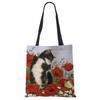Cute Cat Flower Painting Print Womens Designer Tote Bags Women Handbag Large Shopping Bag Foldable For Groceries CLE