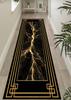 Luxury Black Gold Marble Runner Rug Non-Slip Modern Geometric Border Floor Mat Washable,Elegant Decorative Rug for Hallway Decor