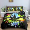 3D Digital Printing Bedding Colorful Leaf Quilt Cover Three-Piece Home Textile Model