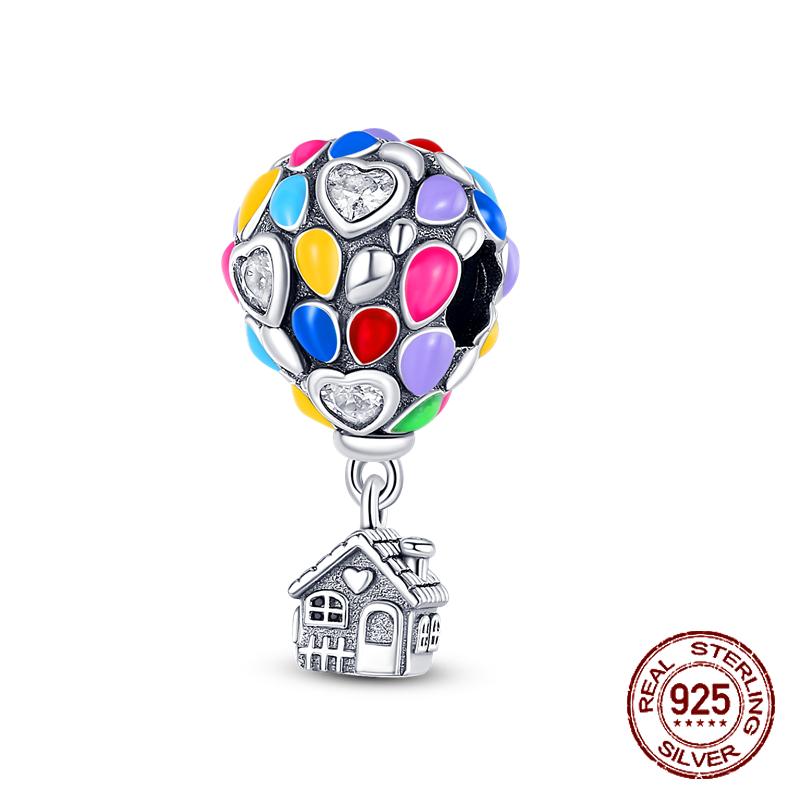 925 Silver Chameleon Charms Bead Colorful Sketchpad Dangle Zirconium Clip for Bracelet Necklace DIY Jewelry