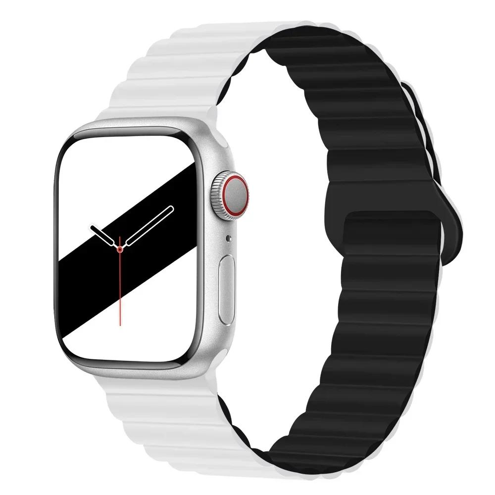 НОВЫЕ Оригинальные Магнитные ремешки из жидкого силикона для ремешка Apple Watch Ultra 2 Series 9 8 SE iwatch 42 44 мм 45 49 мм 38 40 мм 41 Correa