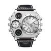 Oulm Original 1349 Two Time Zone Sport Watch Large Dial Big Size Male Quartz Clock Decorative Compass Men Military Watches