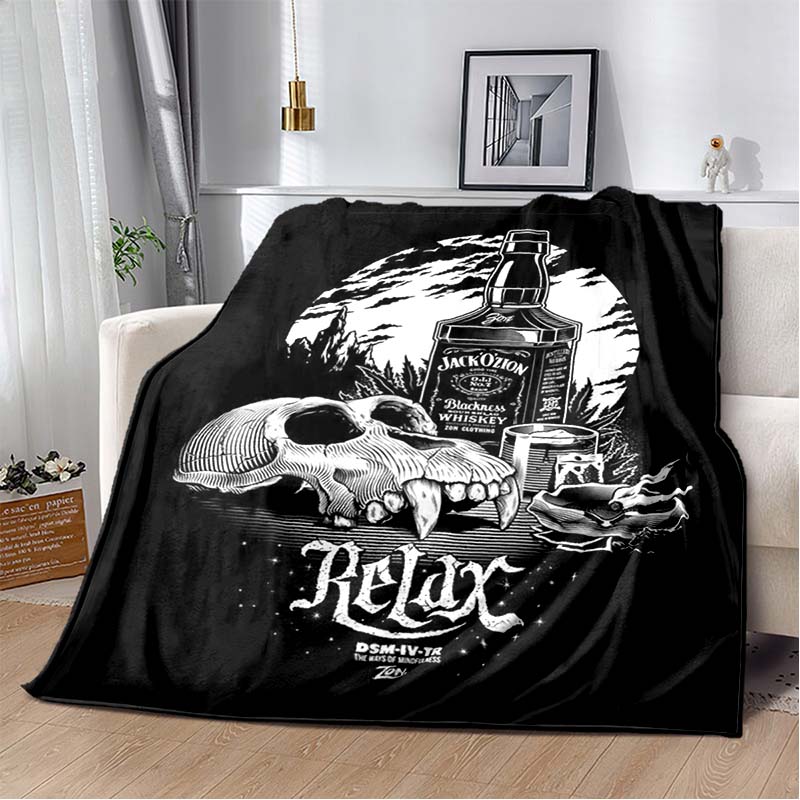 Jack Daniel's No.7 Vintage Whiskey Bottle USA Star Stripe Flag Flannel Blanket Soft Warm Washable Bar Whiskey Fan Man Cave Sofa Bedroom Decor Throw
