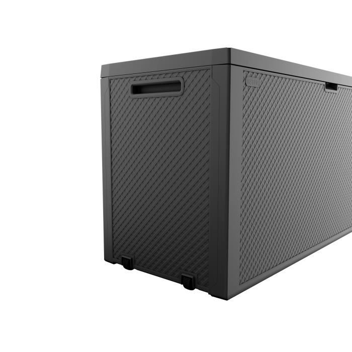 Coffre de rangement KETER extérieur en résine 270 litres Gris Anthracite - Malle de jardin Emily