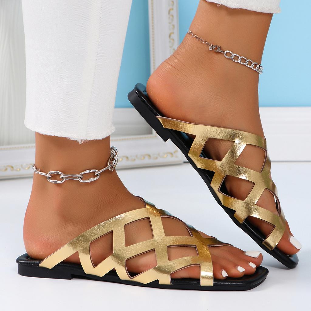 Large Size Sandals and Slippers Women's Fashion Retro Roman Sandals and Slippers Women's Woven Design Fish Mouth Sandals and Slippers Women