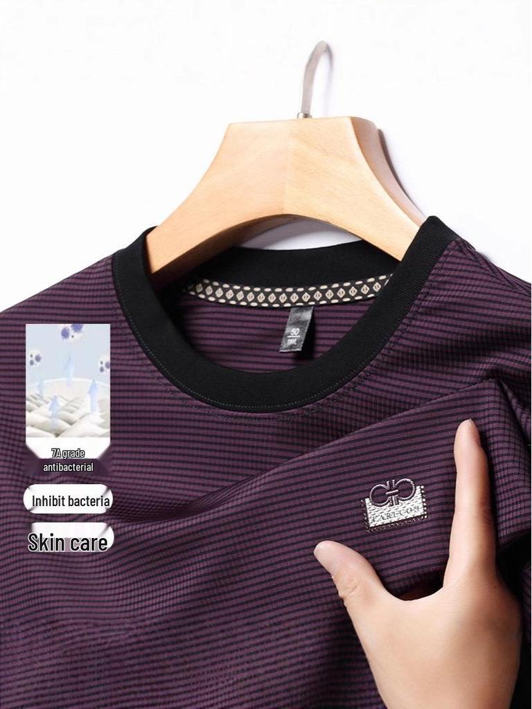 Мужской полосатый свитшот с длинным рукавом и круглым вырезом для весны и осени