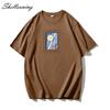 Shellsuning Vintage Pattern Printing T-shirts for Women Oversized 100% Cotton Soft Tee Streewear Basic Tops Girl Casual Fashion Harajuku All-match Top
