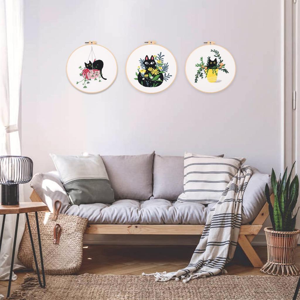 ALLMIRA Embroidery Kit for Cross Stitch DIY Embroidery Includes 20cm and English Instructions Beginners, Kit, Tools, Hoop, Thread, Fabric, Needle,