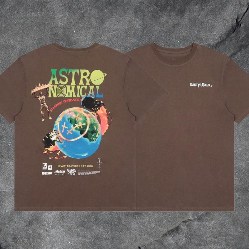 Официальный мерч Travis Scott Utopia Tour Мужская хлопковая уличная футболка Свободный крой Повседневная футболка