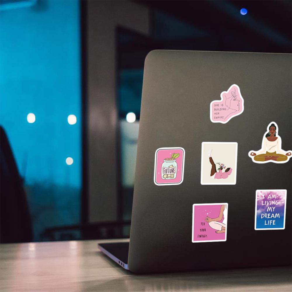 52PCS Cartoon Vision Board Art Sticker You Change the World by Being Yourself Personalized Art Creativity DIY Laptop Case Phone