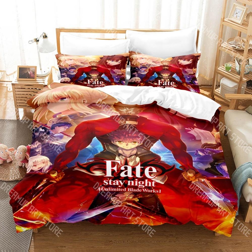 Модный набор постельного белья Fate stay night Аниме Односпальный Двуспальный Полный Queen King Размер Набор постельного белья Детская спальня Пододеяльник Комплекты Простыня Комплект