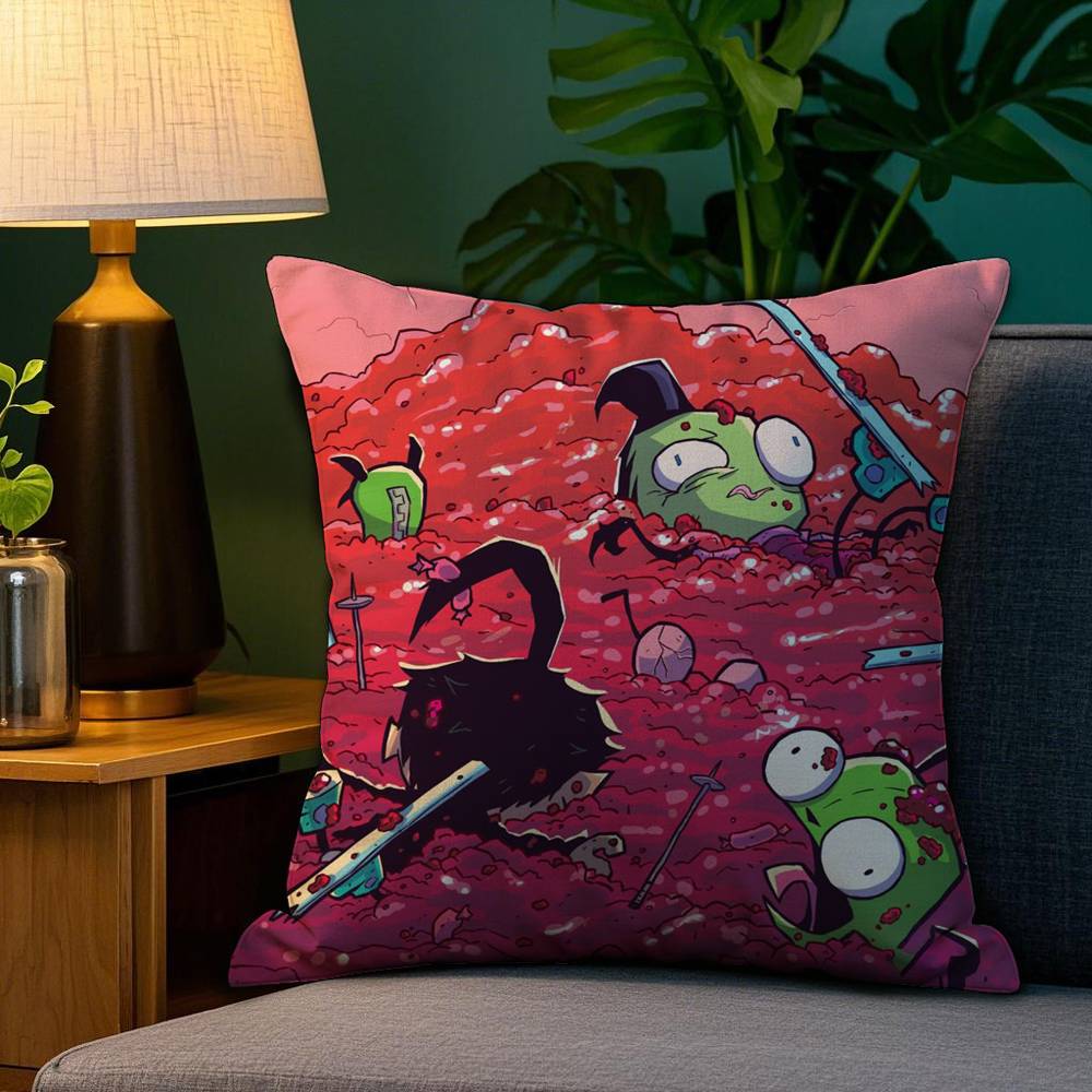 Мультяшная наволочка I-Invader Z-Zim Плюшевая ткань Мягкая Двусторонняя печать Наволочка для диванной подушки Наволочки для декоративных подушек