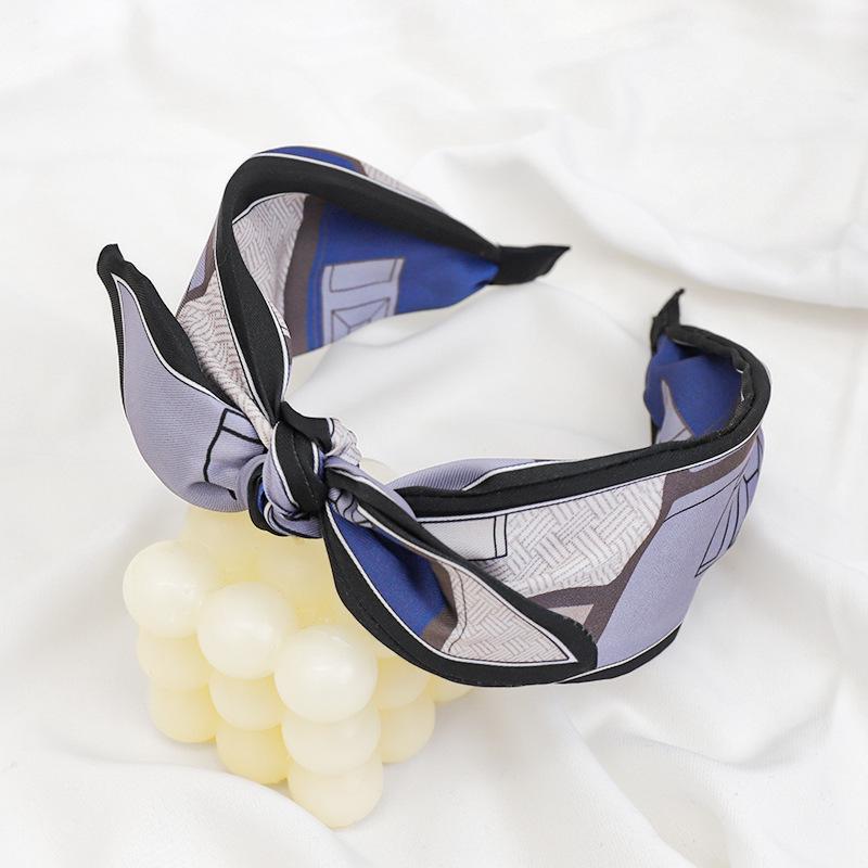 Корейский геометрический принт Широкая повязка для волос с бантом