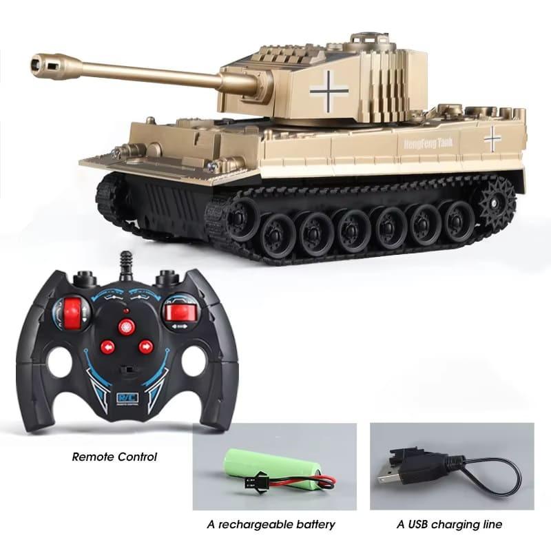 New Rc Tank Four-Way Armored Vehicle Tracked Tank Model Military Truck Simulation Sound Tiger Toy Boy Children Gift Rechargeable Kids Toy