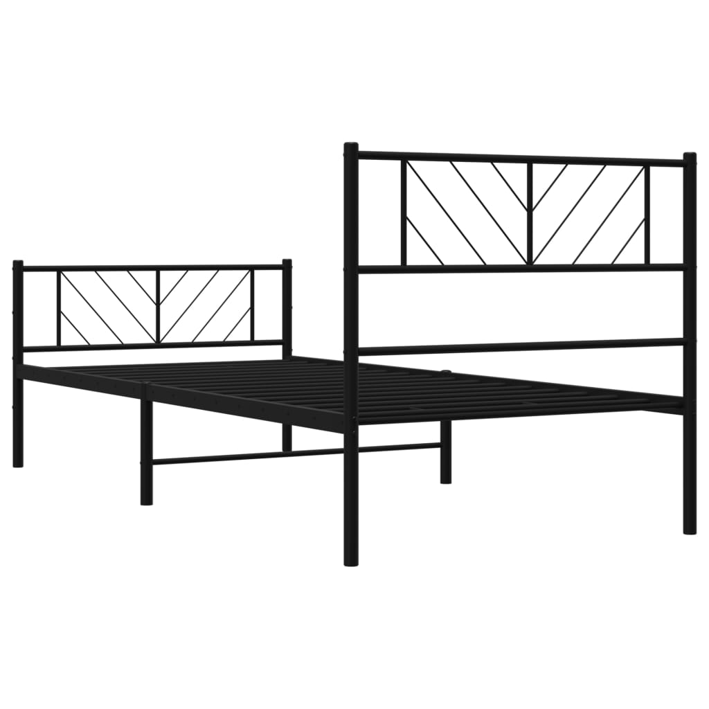 Vidaxl Metalowa Rama Łóżka Z Wezgłowiem I Zanóżkiem, Czarna, 90X190 Cm