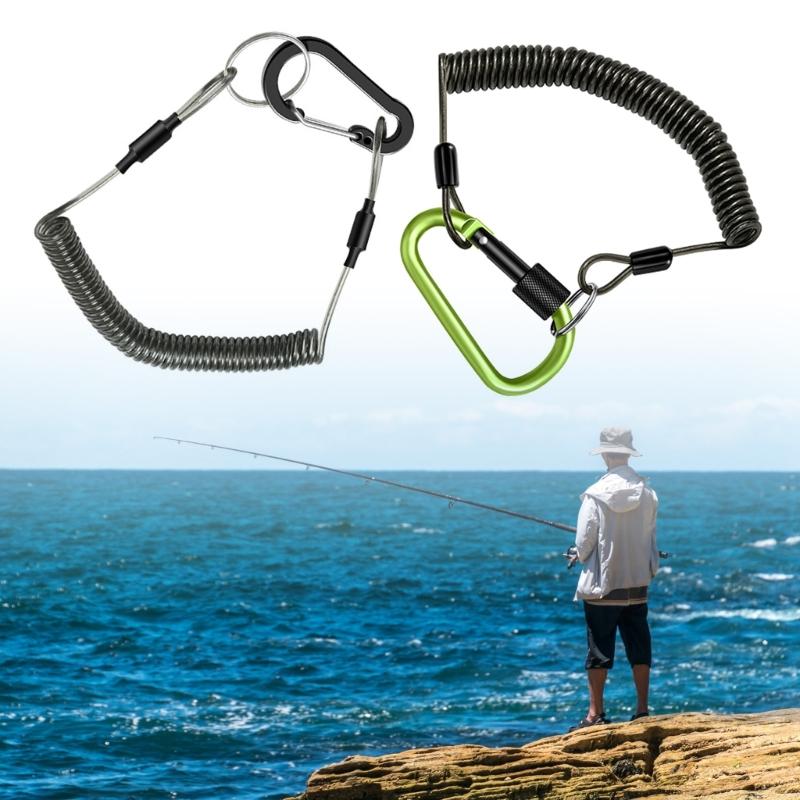 Multifunctions Fishing Safety Lanyards Retractable Coiled Tethers with Carabiner