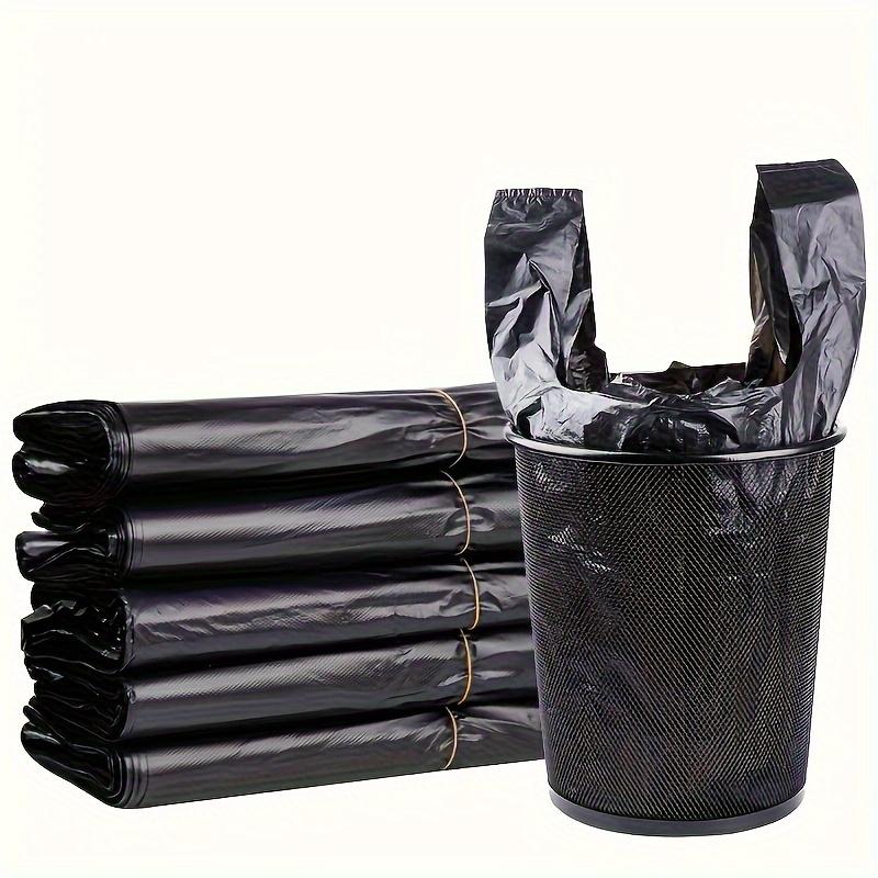 100pcs Heavy-Duty Black Plastic Trash Bags with Easy-Tie Handles - Leak-Proof, Disposable Garbage Liners for Home & Office Use