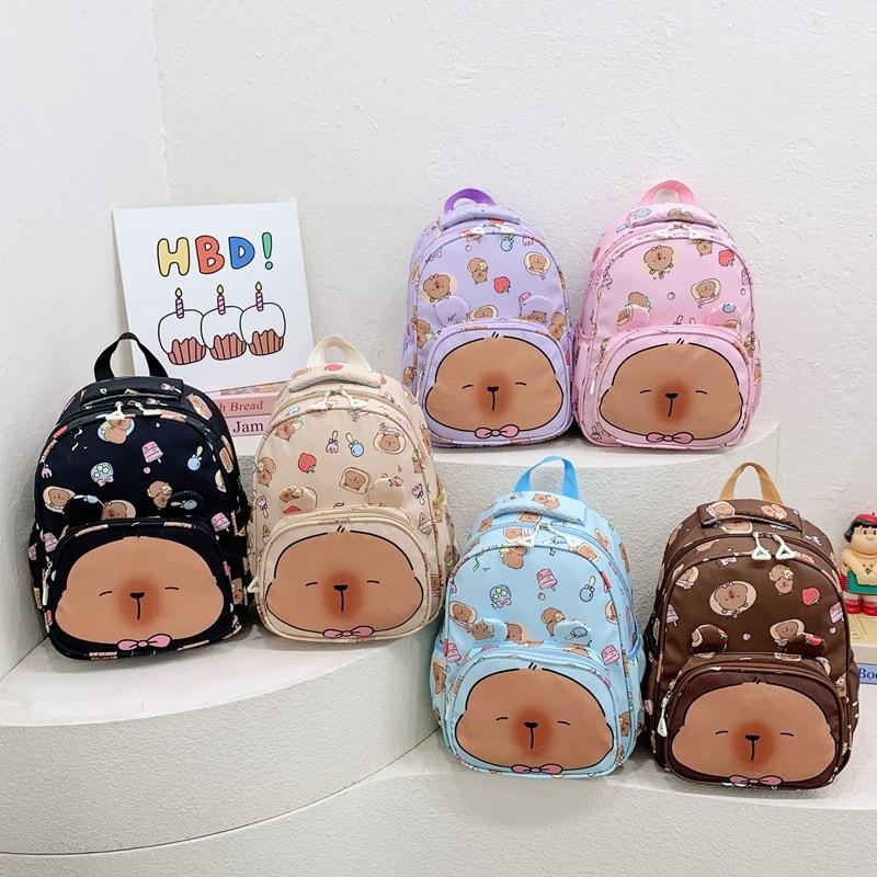 Backpack Printed Capybara Children Cartoon Schoolbag Outdoor Leisure Storage Bag