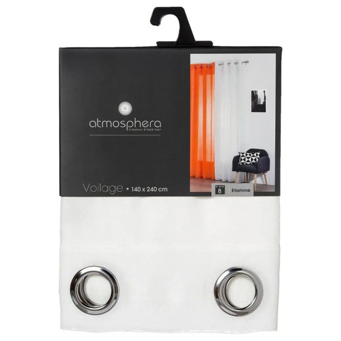 Voilage étamine tamisant 140 x 240 cm Atmosphera - Ivoire