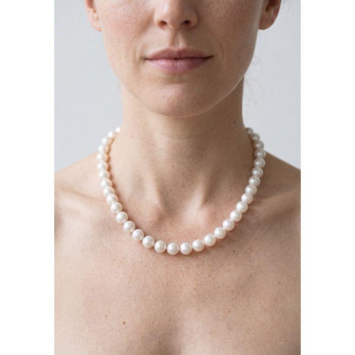 Collier - Pearls & Colors - Perle de Culture d'Eau Douce Semi-Rondes - Perle Blanche - Argent 925 - Qualité AAA+ - Femme