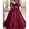 Women Elegant V Neck Long Sleeves Lace Pleat Bride Bridesmaids Wedding Long Dress Gorgeous Party Maxi Ball Gowns
