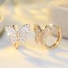 Simple Fashion Gold Color Butterfly Hoop Earrings for Women Zircon Circle Earrings Wedding Bridal Jewelry