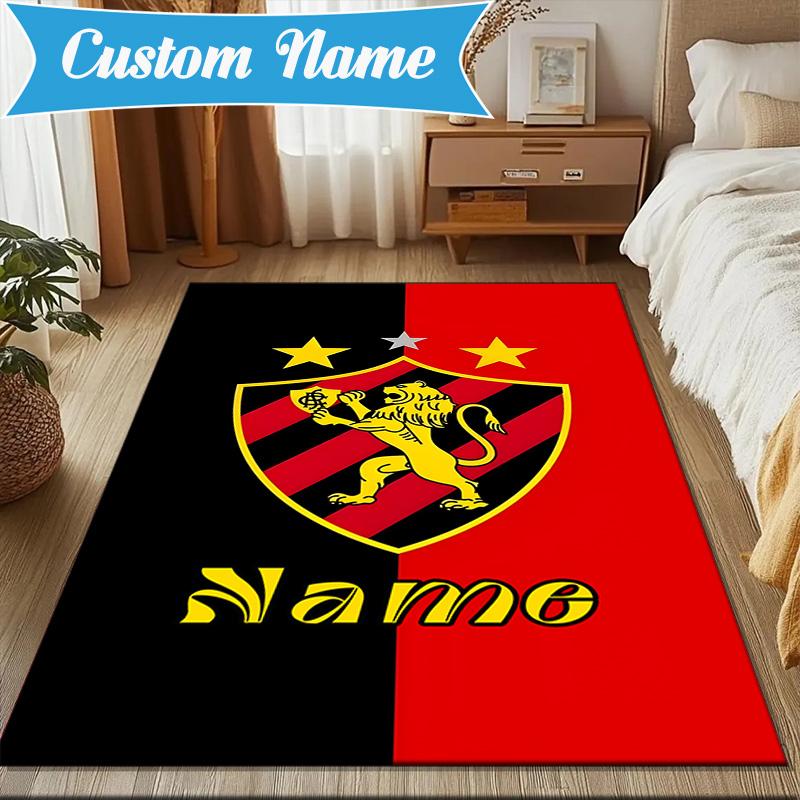 Custom Name Recife Lion Crest Flag Rug Game Carpet, Floor Mat for Bedroom Living Room Entryway Rug, Home Decor Idea Gift for Christmas birthday