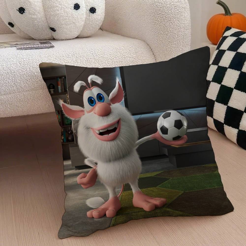 Cartoon Cute Fourbob-Booba Pillow Case Anti-Dustmite Pillowcase Invisible Zipper Silky Short Plush Sofa Cushion Cover
