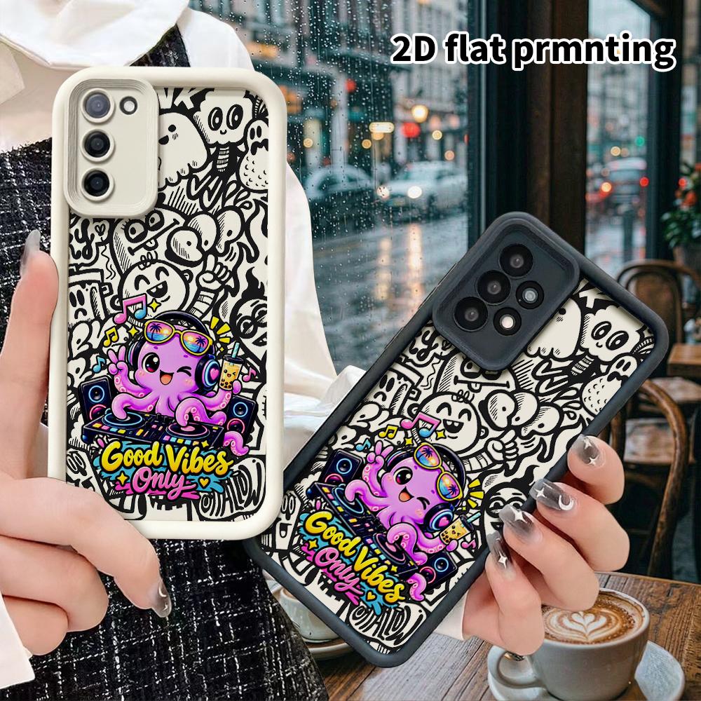 Phone Case: 2D Flat Samsung Galaxy A34 A35 M05 M06 S20 S22 S21 FE Plus 5G Protective Case, Purple Little Octopus, Christmas and Halloween Gift