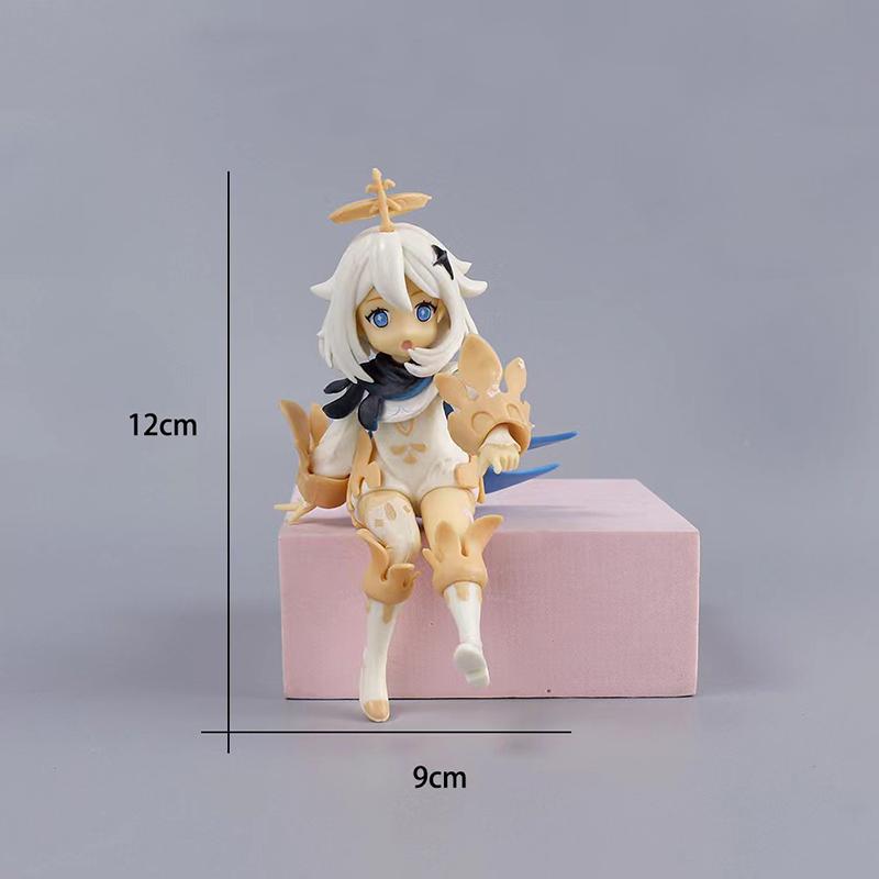 14CM Genshin Impact Hu Tao Paimon Anime Figure PVC Action Figure Model Sculpture Hand-made Desktop Decoration Children Gifts
