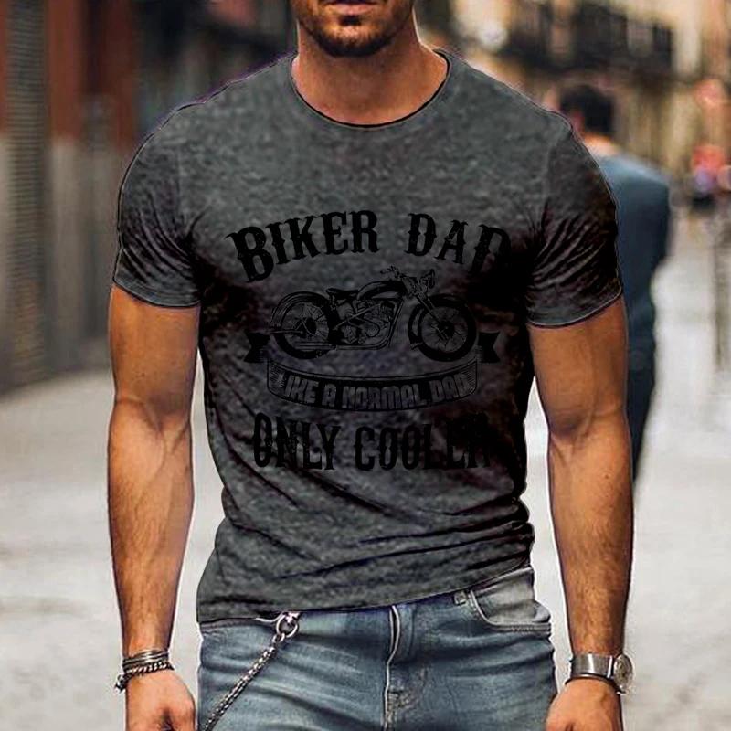 Футболка с графическим принтом Biker Dad Only Cooler для мужчин, летняя черная футболка с коротким рукавом в винтажном стиле, забавная модная футболка ко Дню отца для мужчин