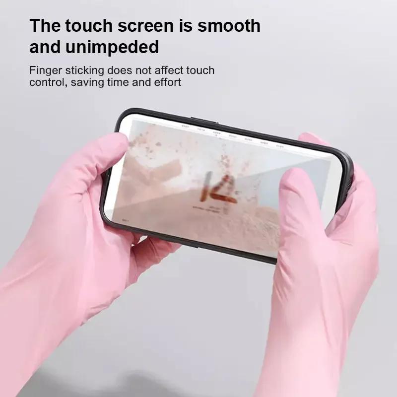 S/M/L/XL Pink Nitrile Gloves Disposable Latex Household Gloves Elastic  Waterproof Durable Multifunctional Cleaning Work Gloves