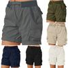 Women Shorts High Waist Adjustable Drawstring Cargo Shorts with Pockets Solid Color