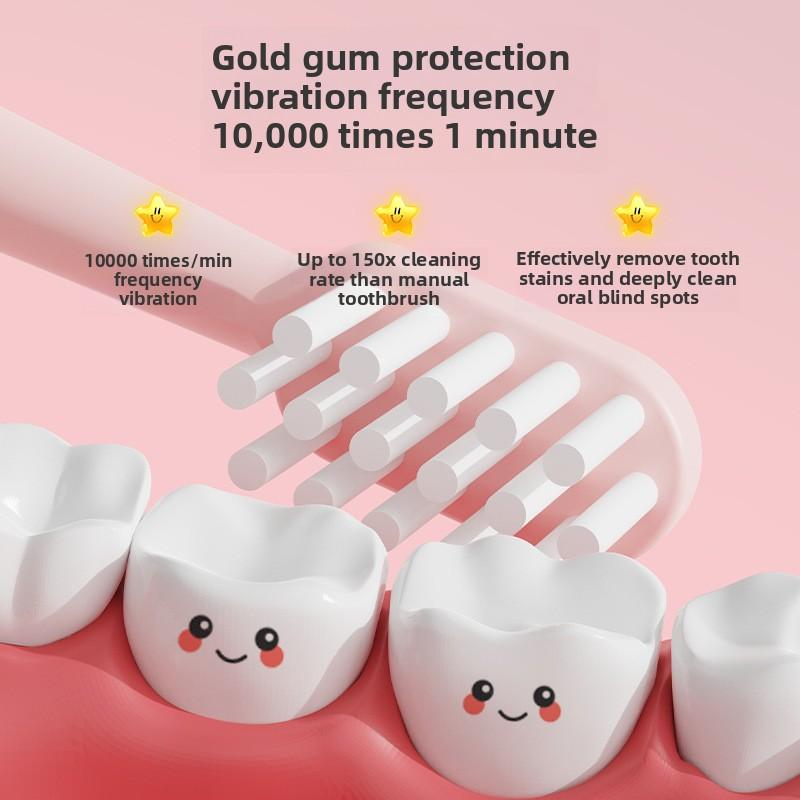 Детская электрическая зубная щетка с милым рисунком, мягкая электрическая зубная щетка с ворсом, умная звуковая электрическая зубная щетка с функцией синхронизации, подарок