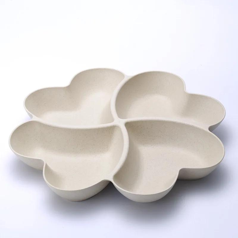 Фруктовая тарелка в форме сердца с 4 отверстиями, креативная коробка для хранения тарелок, закусочные тарелки из сухофруктов, разделенная тарелка для десерта с конфетами, контейнер