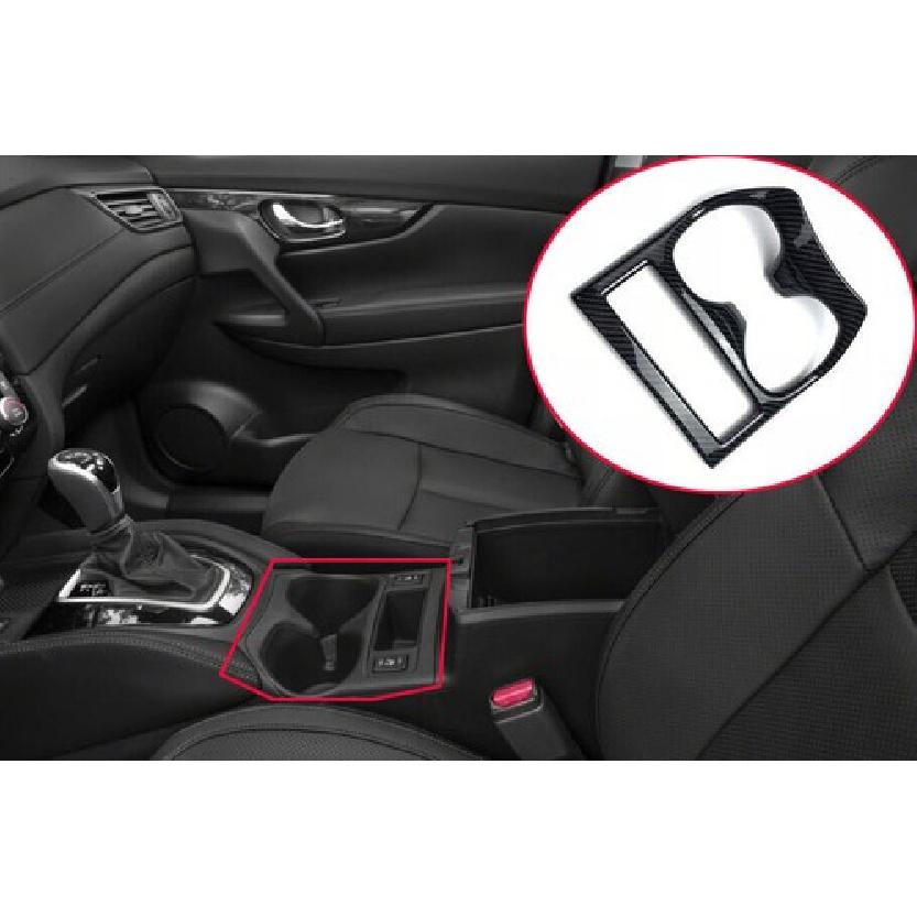 Carbon Fiber Central Console Water Cup Cover Trim Fit for Nissan Rogue 2014-