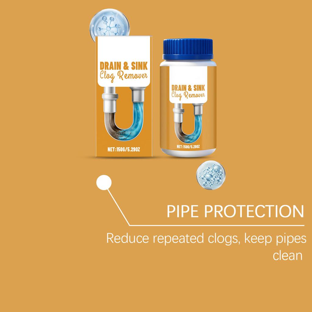 Средство для прочистки труб, Мощная пенящаяся формула для устранения засоров в кухонной раковине, ванной комнате и душевых стоках, Универсальный порошок для очистки труб для быстродействующего результата