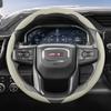 Breathable Perforated Leather Steering Wheel Cover for Gmc, Segmented Quick-Release Design, Non-Slip and Durable,