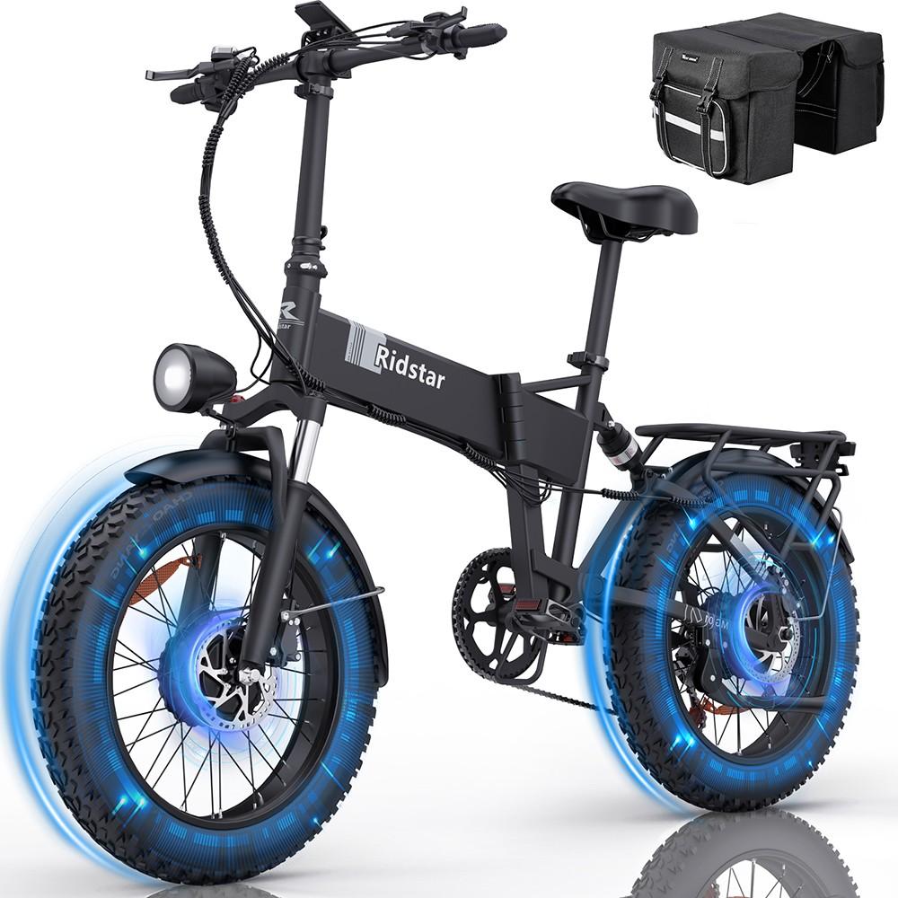 Ridstar H20 Pro Electric Bike, 1000W*2 Motor, 48V 23AH Battery, 20*4 Inch Fat Tires, 49km/h Max Speed, 112km Range